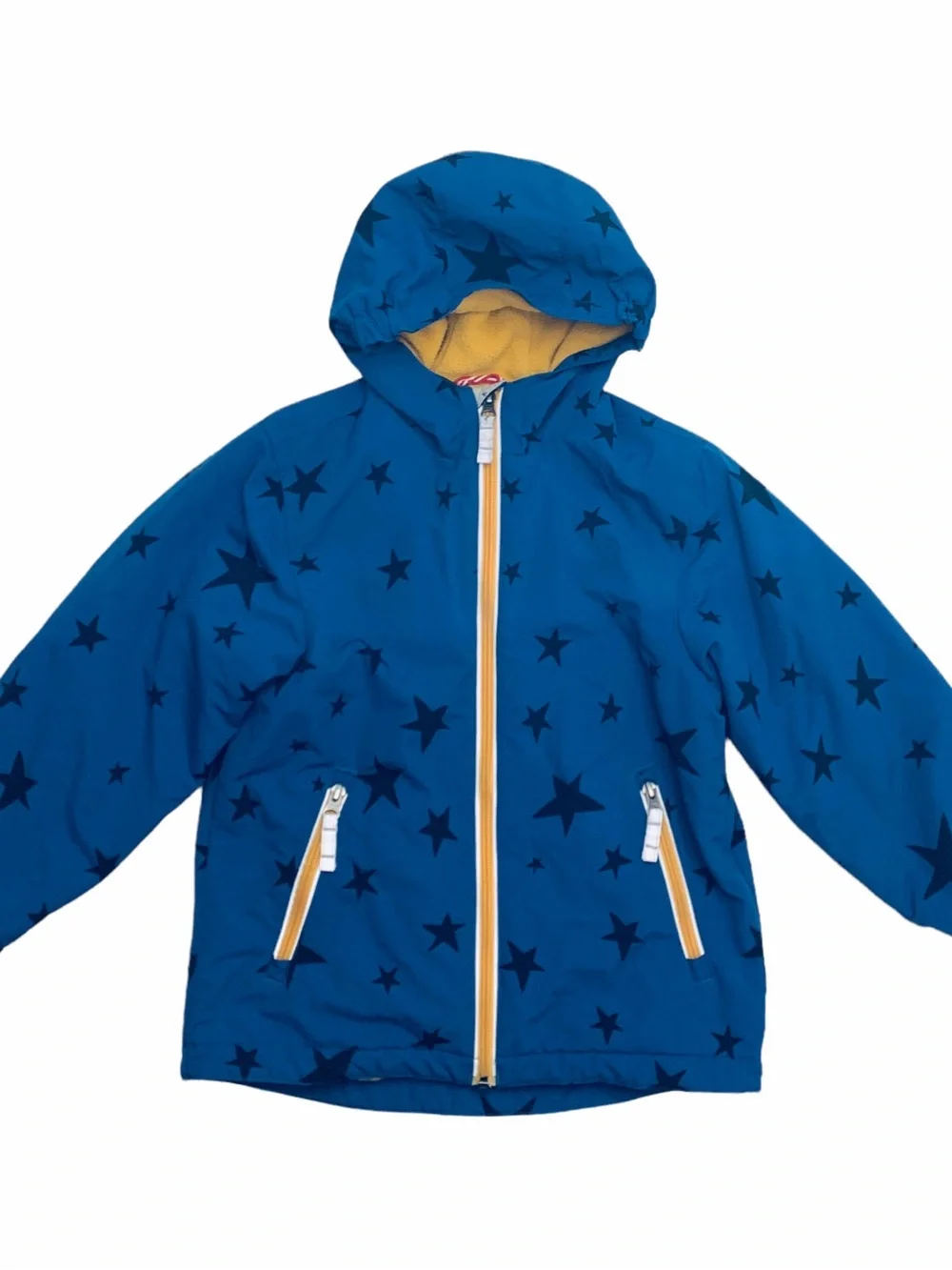 Hannah Anderson Blue Star Print Hooded Jacket w/ Yellow Trim size 90 (3-4 year)